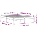 vidaXL szürke sonoma szerelt fa és fém ágykeret 120 x 200 cm