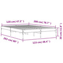 vidaXL barna tölgyszínű szerelt fa és fém ágykeret 120 x 200 cm