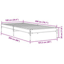 vidaXL fekete szerelt fa és fém ágykeret 100 x 200 cm