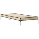 vidaXL sonoma tölgyszínű szerelt fa és fém ágykeret 100 x 200 cm