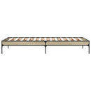 vidaXL sonoma tölgyszínű szerelt fa és fém ágykeret 100 x 200 cm