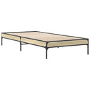 vidaXL sonoma tölgyszínű szerelt fa és fém ágykeret 100 x 200 cm