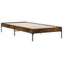 vidaXL füstös tölgyszínű szerelt fa és fém ágykeret 100 x 200 cm
