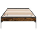 vidaXL füstös tölgyszínű szerelt fa és fém ágykeret 100 x 200 cm