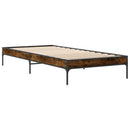 vidaXL füstös tölgyszínű szerelt fa és fém ágykeret 100 x 200 cm