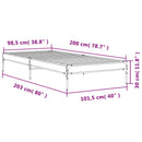 vidaXL füstös tölgyszínű szerelt fa és fém ágykeret 100 x 200 cm