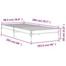 vidaXL barna tölgyszínű szerelt fa és fém ágykeret 100 x 200 cm