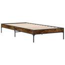 vidaXL füstös tölgyszínű szerelt fa és fém ágykeret 90 x 200 cm