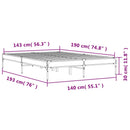 vidaXL sonoma tölgyszínű szerelt fa és fém ágykeret 140x190 cm