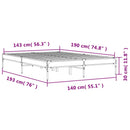 vidaXL szürke sonoma szerelt fa és fém ágykeret 140x190 cm
