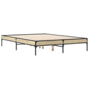vidaXL sonoma tölgyszínű szerelt fa és fém ágykeret 135 x 190 cm