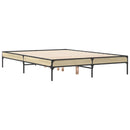 vidaXL sonoma tölgyszínű szerelt fa és fém ágykeret 135 x 190 cm