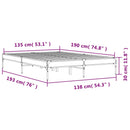 vidaXL sonoma tölgyszínű szerelt fa és fém ágykeret 135 x 190 cm