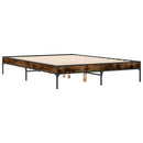 vidaXL füstös tölgyszínű szerelt fa és fém ágykeret 135 x 190 cm