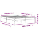vidaXL szürke sonoma szerelt fa és fém ágykeret 135 x 190 cm
