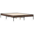 vidaXL barna tölgyszínű szerelt fa és fém ágykeret 135 x 190 cm