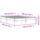 vidaXL barna tölgyszínű szerelt fa és fém ágykeret 135 x 190 cm