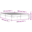 vidaXL fekete szerelt fa és fém ágykeret 120 x 190 cm