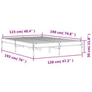vidaXL szürke sonoma szerelt fa és fém ágykeret 120 x 190 cm