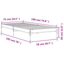 vidaXL barna tölgyszínű szerelt fa és fém ágykeret 75 x 190 cm