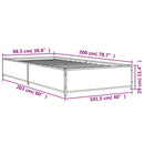 vidaXL füstös tölgyszínű szerelt fa és fém ágykeret 100 x 200 cm