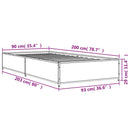 vidaXL sonoma tölgyszínű szerelt fa és fém ágykeret 90 x 200 cm