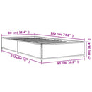 vidaXL fekete szerelt fa és fém ágykeret 90 x 190 cm