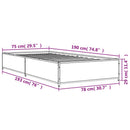 vidaXL sonoma tölgyszínű szerelt fa és fém ágykeret 75 x 190 cm
