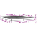 vidaXL füstös tölgyszínű szerelt fa és fém ágykeret 160 x 200 cm