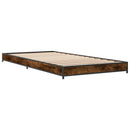 vidaXL füstös tölgyszínű szerelt fa és fém ágykeret 100 x 200 cm