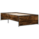 vidaXL füstös tölgyszínű szerelt fa és fém ágykeret 75 x 190 cm