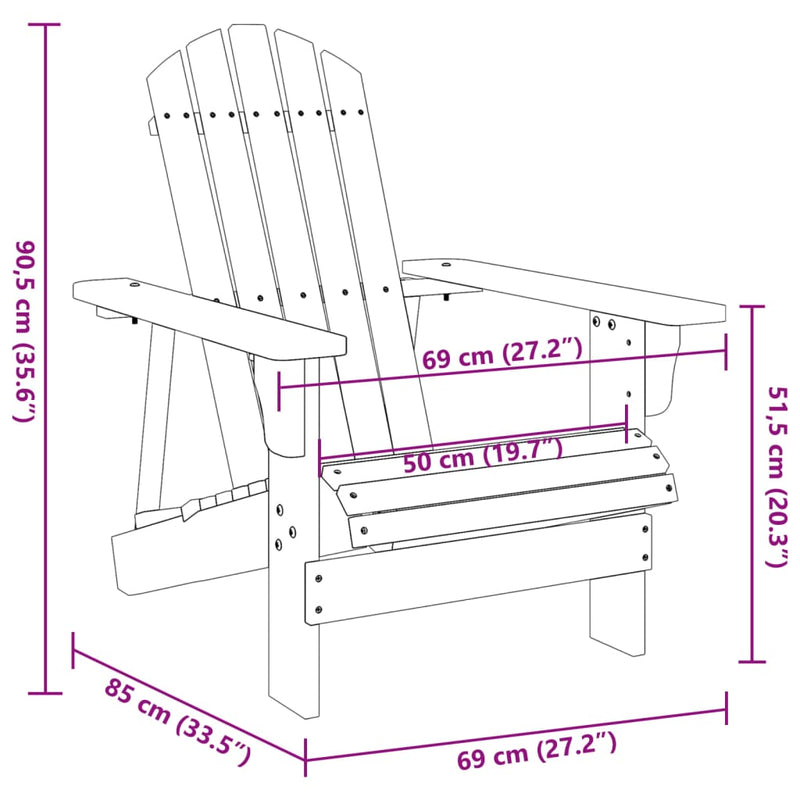 vidaXL szürke tömör fenyőfa Adirondack szék 69 x 85 x 90,5 cm