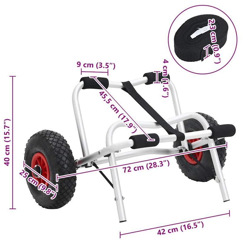 vidaXL összecsukható alumínium kajakszállító kocsi 45 kg