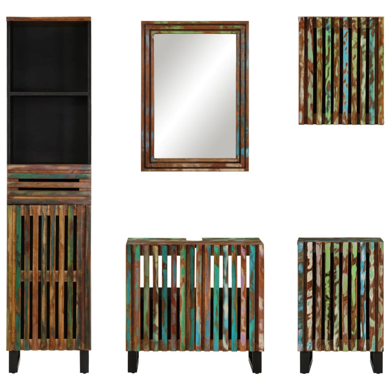 vidaXL 5 részes tömör akácfa fürdőszobai bútorgarnitúra