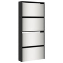 vidaXL fekete 4 szintes cipőszekrény tükörrel 63 x 17 x 134 cm