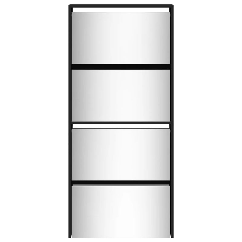 vidaXL fekete 4 szintes cipőszekrény tükörrel 63 x 17 x 134 cm