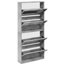 vidaXL betonszürke 4 szintes cipőszekrény tükörrel 63 x 17 x 134 cm