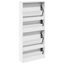 vidaXL 4 szintes magasfényű fehér cipőszekrény tükörrel 63x17x134 cm