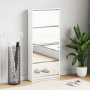 vidaXL 4 szintes magasfényű fehér cipőszekrény tükörrel 63x17x134 cm