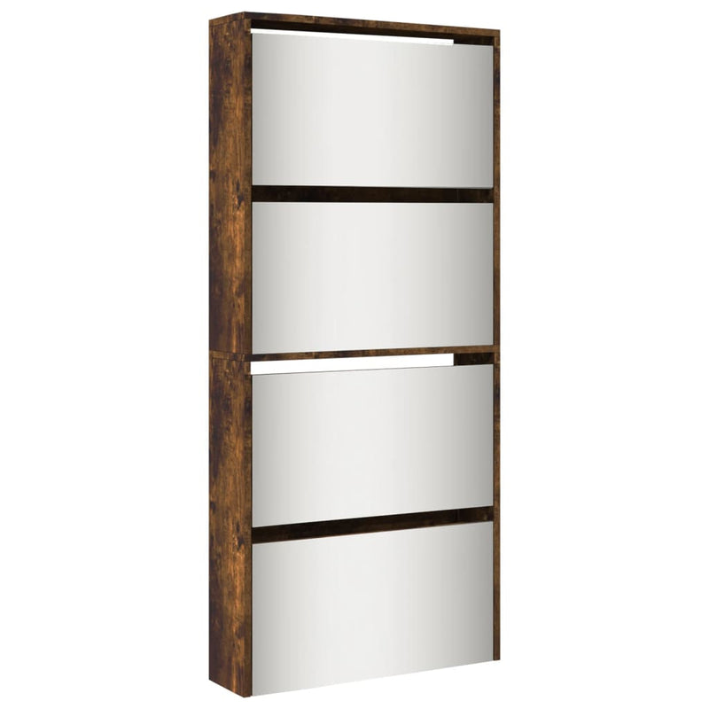 vidaXL füstös tölgy 4 szintes cipőszekrény tükörrel 63 x 17 x 134 cm