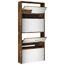 vidaXL füstös tölgy 4 szintes cipőszekrény tükörrel 63 x 17 x 134 cm