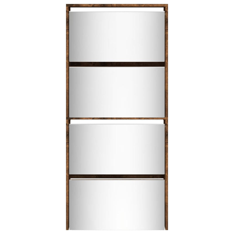 vidaXL füstös tölgy 4 szintes cipőszekrény tükörrel 63 x 17 x 134 cm