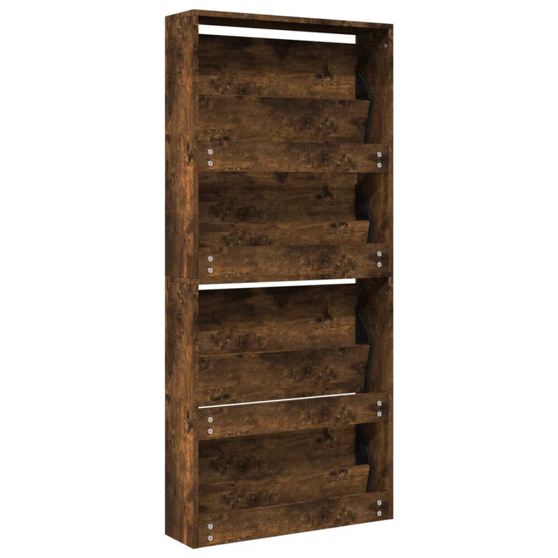 vidaXL füstös tölgy 4 szintes cipőszekrény tükörrel 63 x 17 x 134 cm