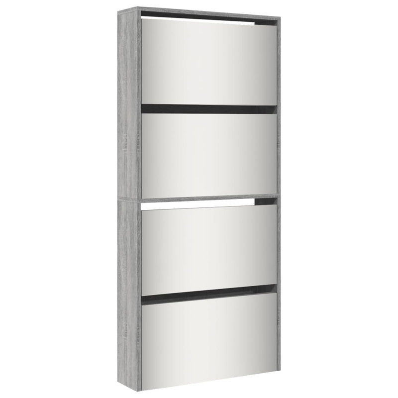 vidaXL szürke sonoma 4 szintes cipőszekrény tükörrel 63 x 17 x 134 cm