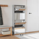 vidaXL szürke sonoma 4 szintes cipőszekrény tükörrel 63 x 17 x 134 cm