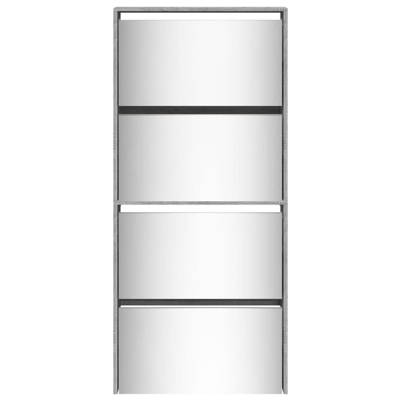 vidaXL szürke sonoma 4 szintes cipőszekrény tükörrel 63 x 17 x 134 cm