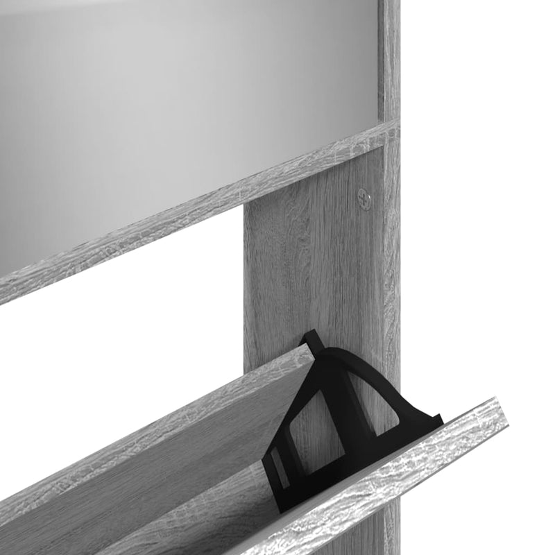 vidaXL szürke sonoma 4 szintes cipőszekrény tükörrel 63 x 17 x 134 cm