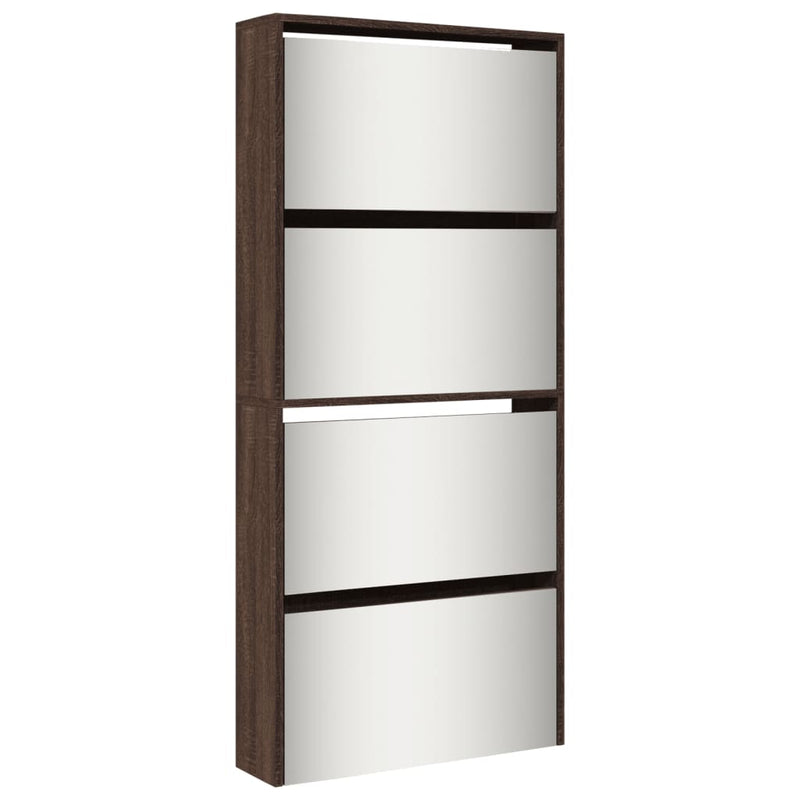 vidaXL 4 szintes barna tölgyszínű cipőszekrény tükörrel 63x17x134 cm