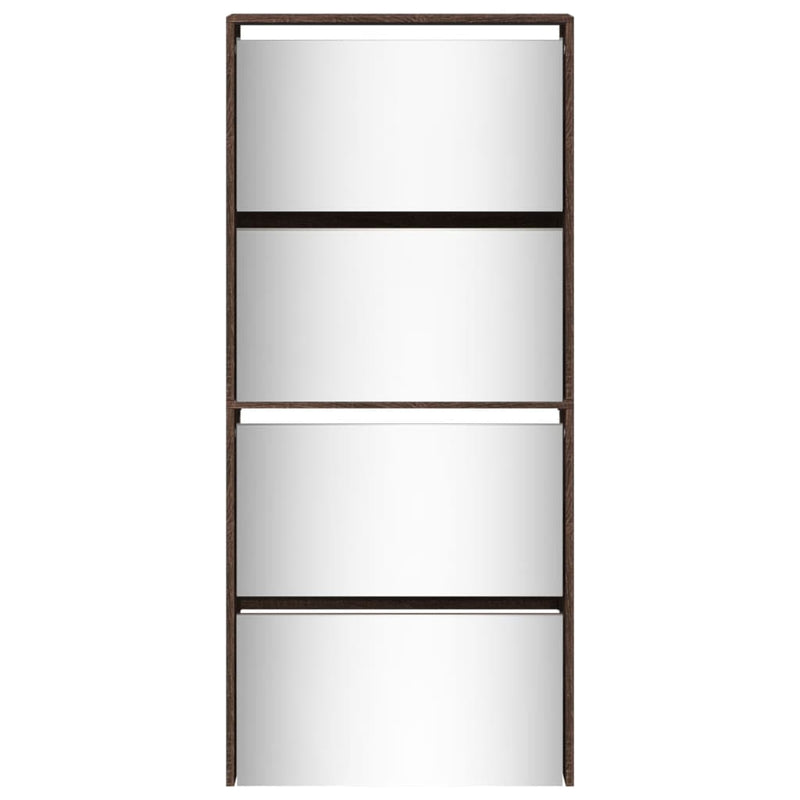 vidaXL 4 szintes barna tölgyszínű cipőszekrény tükörrel 63x17x134 cm