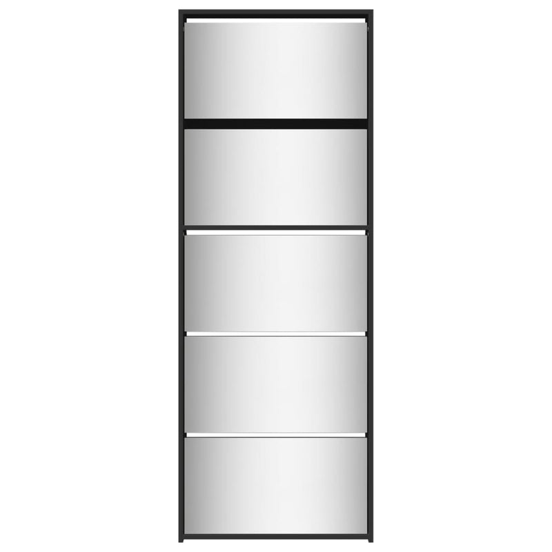 vidaXL fekete 5 szintes cipőszekrény tükörrel 63 x 17 x 169,5 cm